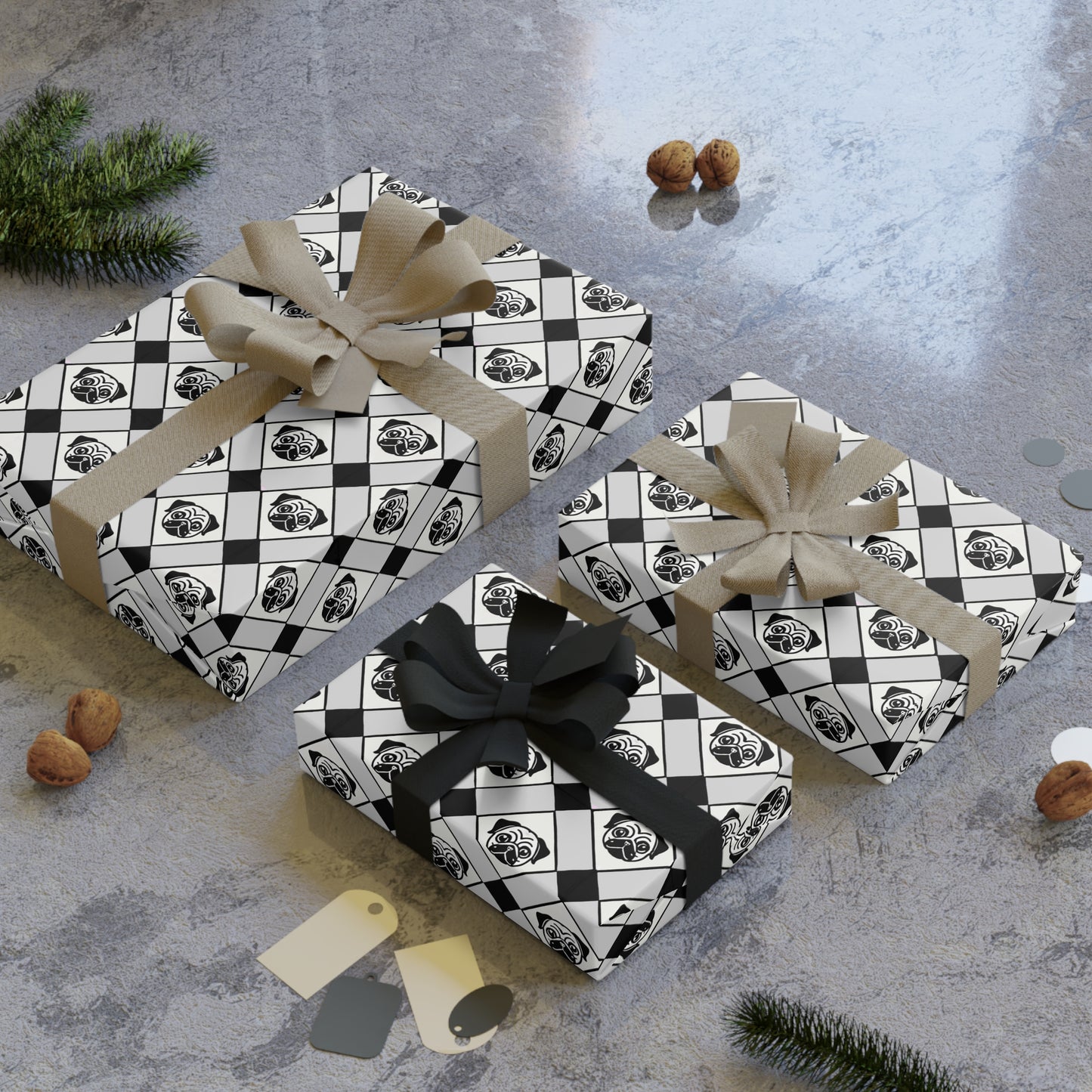 Elegant Pugs Wrapping Paper