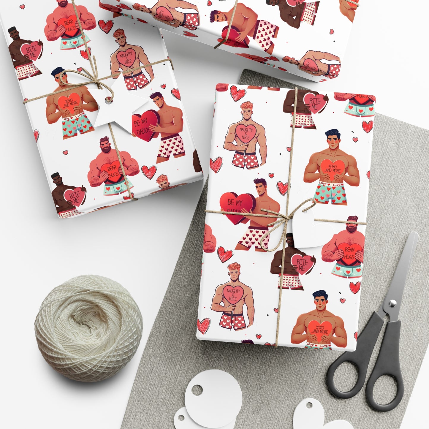 Hunky Burning Love -  LGBT Valentine's Day Wrapping Paper