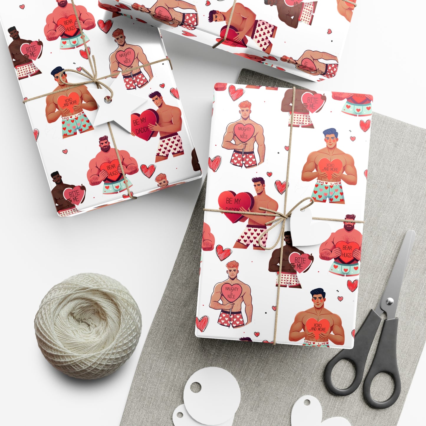 Hunky Burning Love -  LGBT Valentine's Day Wrapping Paper