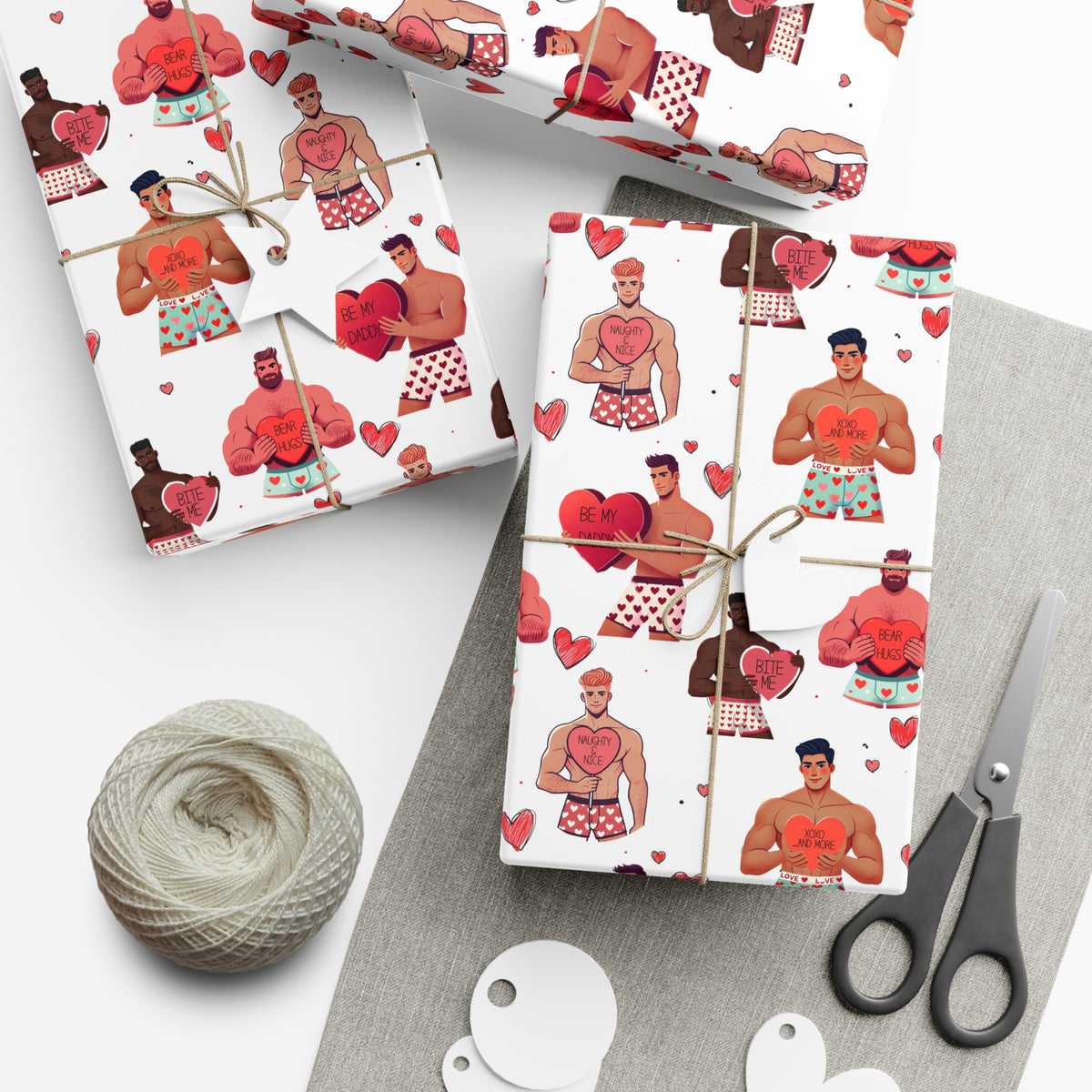 Hunky Burning Love -  LGBT Valentine's Day Wrapping Paper