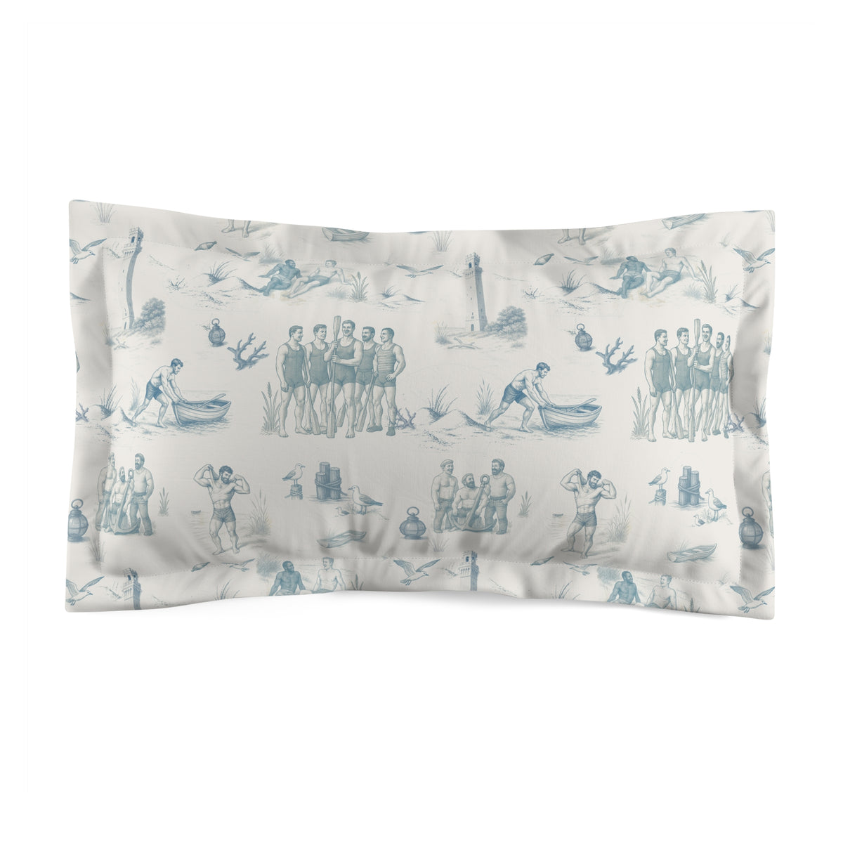 Provincetown Toile - Vintage Design - Microfiber Pillow Sham (Cover Only)