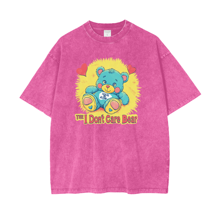 I Don't Care Bear - Acid Wash T Shirt