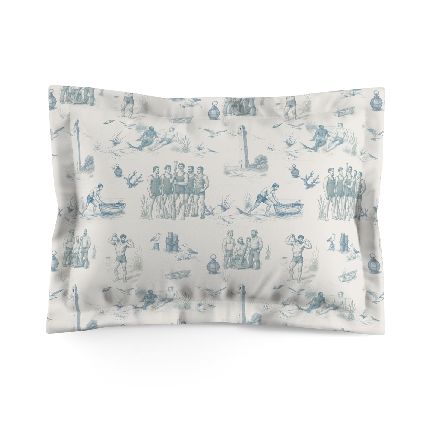 Provincetown Toile - Vintage Design - Microfiber Pillow Sham (Cover Only)