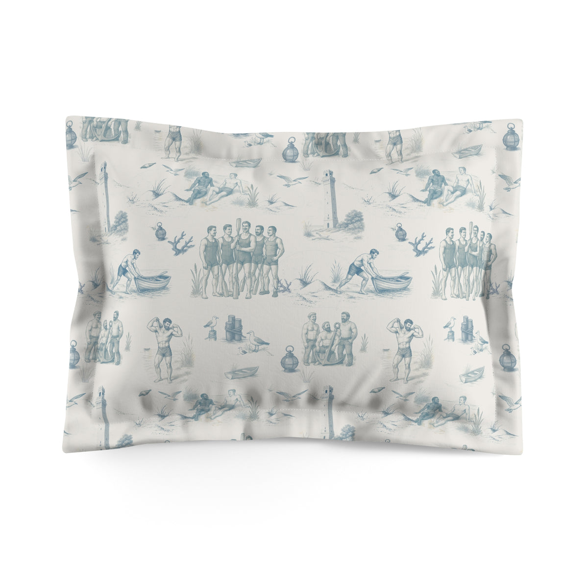 Provincetown Toile - Vintage Design - Microfiber Pillow Sham (Cover Only)