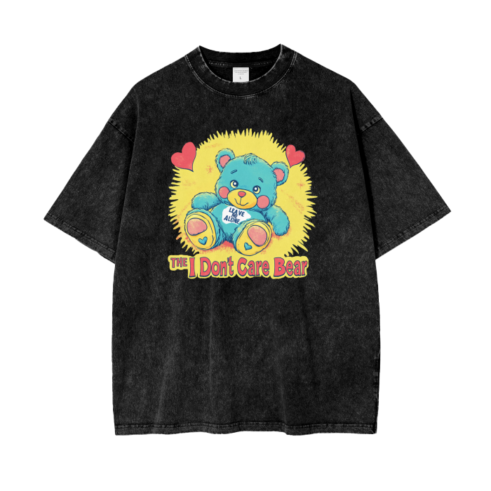 I Don't Care Bear - Acid Wash T Shirt