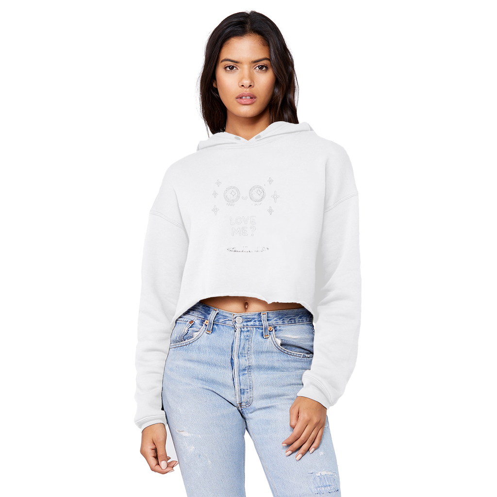 loveme-white Love Me? Unisex Crop Hoodie