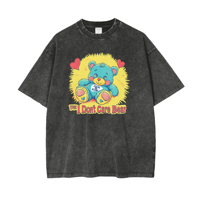 I Don't Care Bear - Acid Wash T Shirt