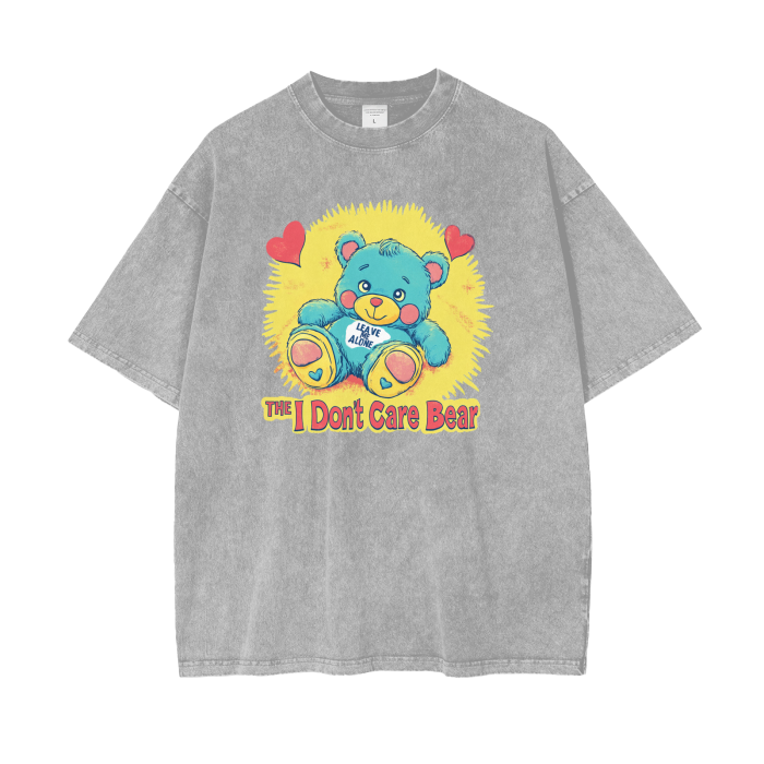 I Don't Care Bear - Acid Wash T Shirt