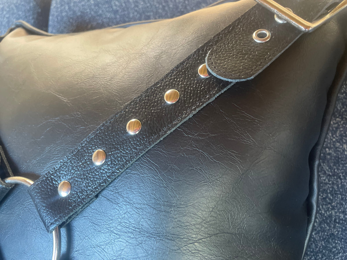 Black Leather Harness Pillow
