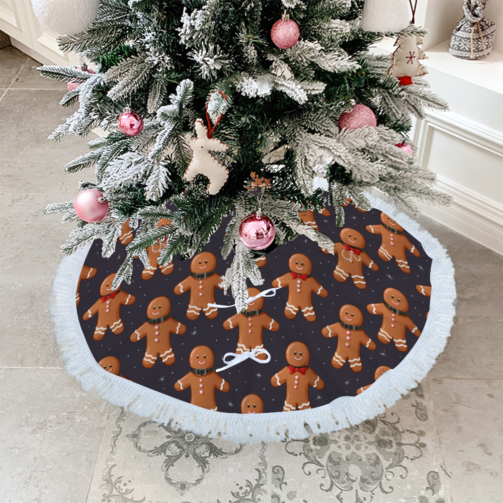 Ginger-Bread Fringed Christmas Tree Skirt