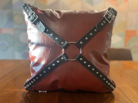 Red Leather Harness Pillow